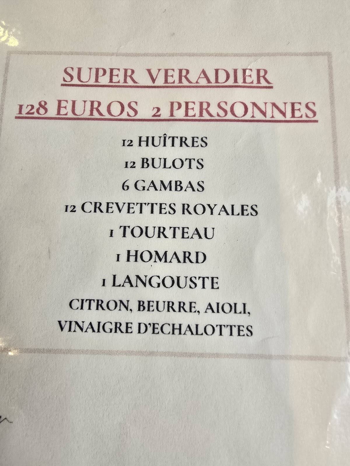 Le Véradier меню