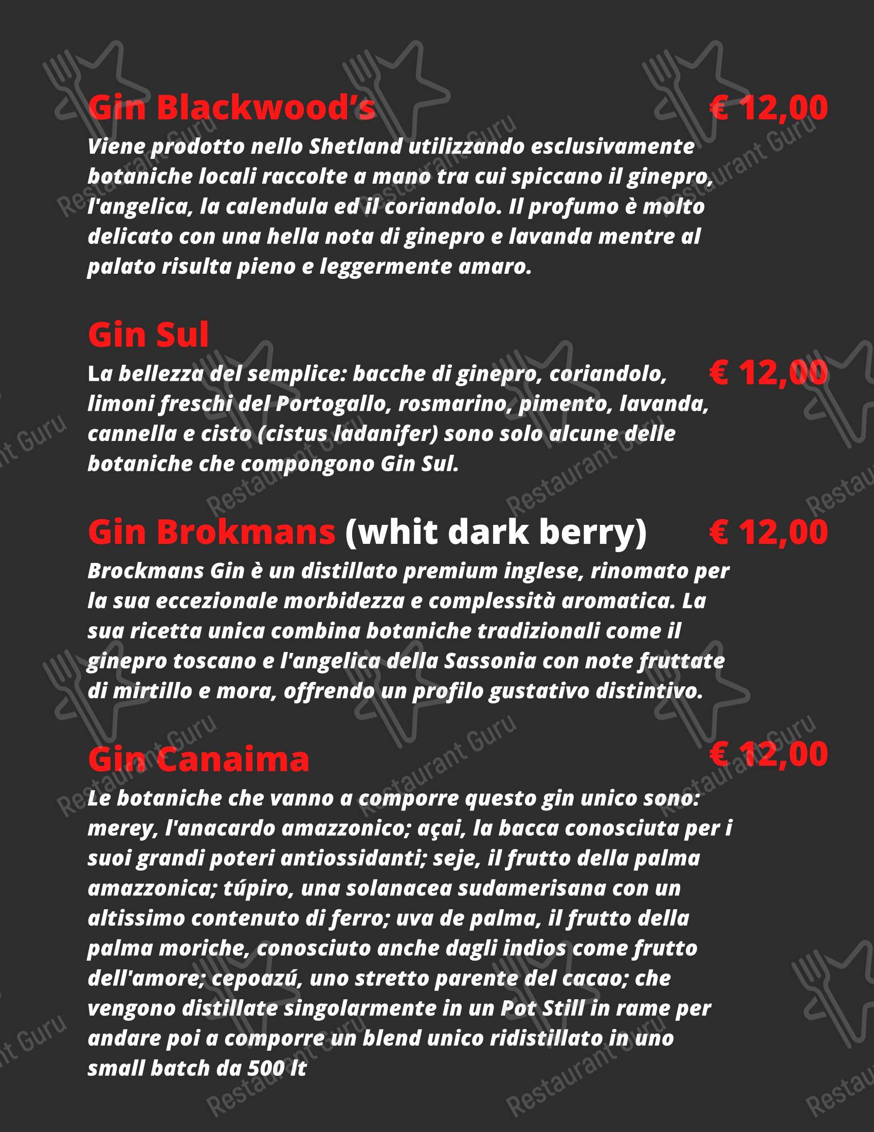 Ночное меню паба и бара Shake Cocktail & Wine Bar