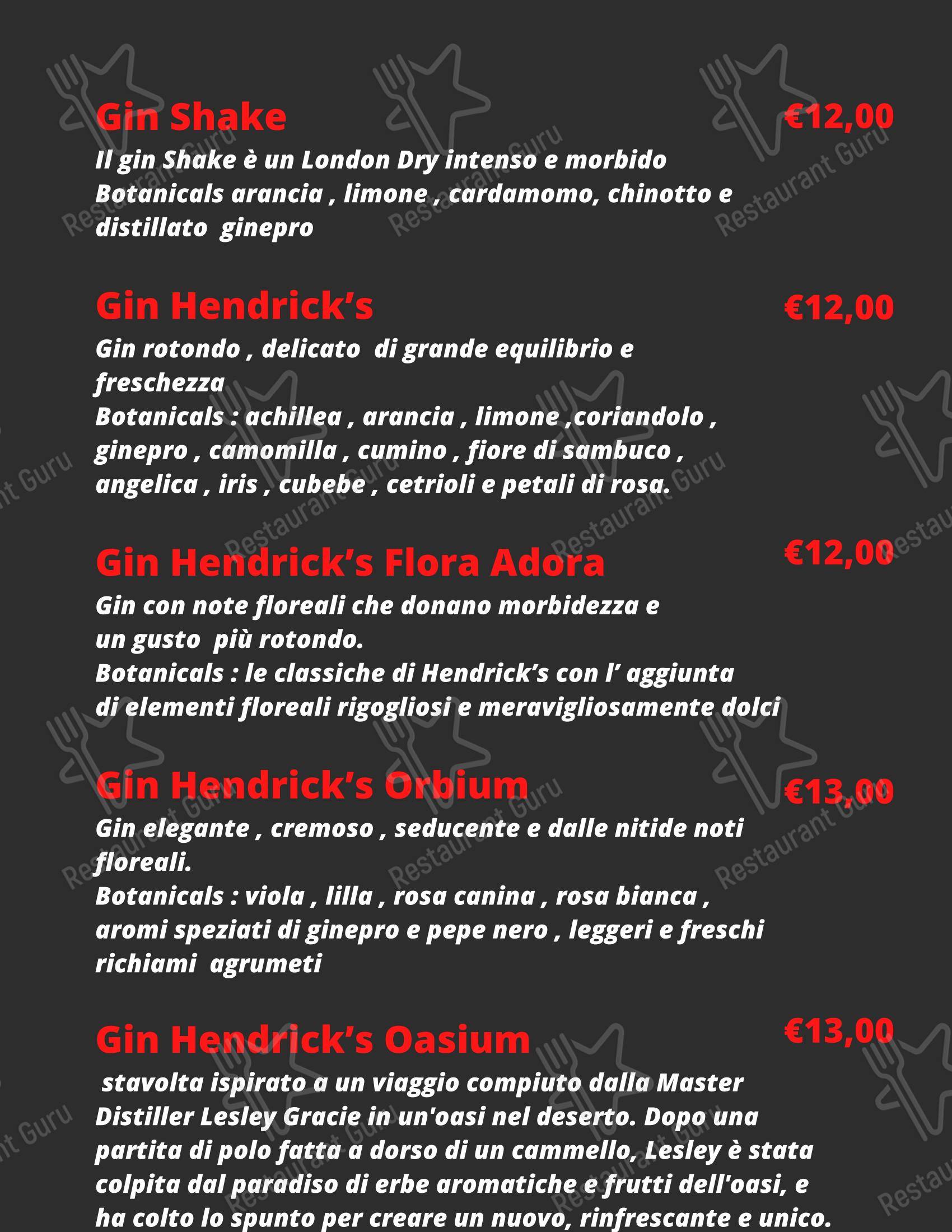 Ночное меню паба и бара Shake Cocktail & Wine Bar в Ровелласке