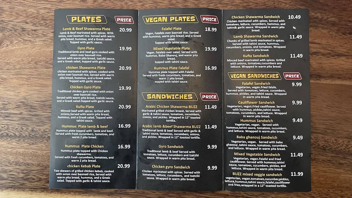 Shawarma buzz меню