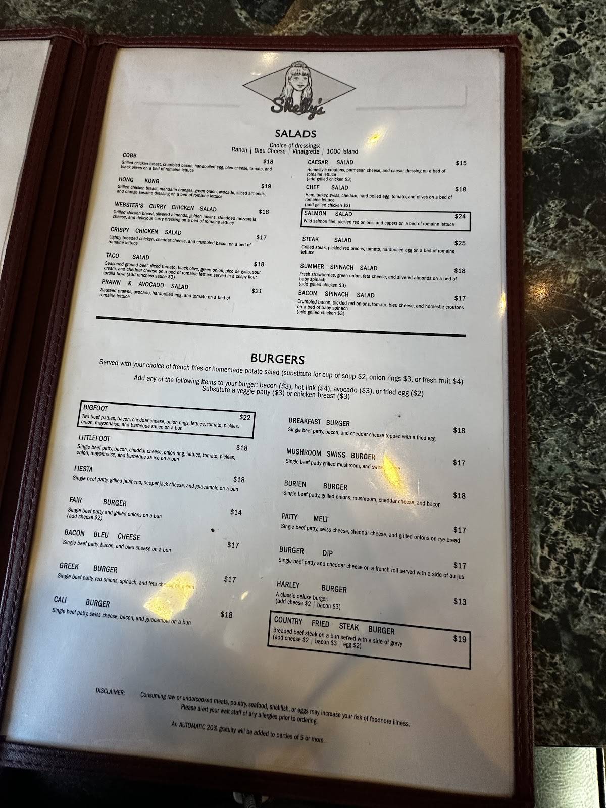 Shelly's Breakfast & Lunch меню