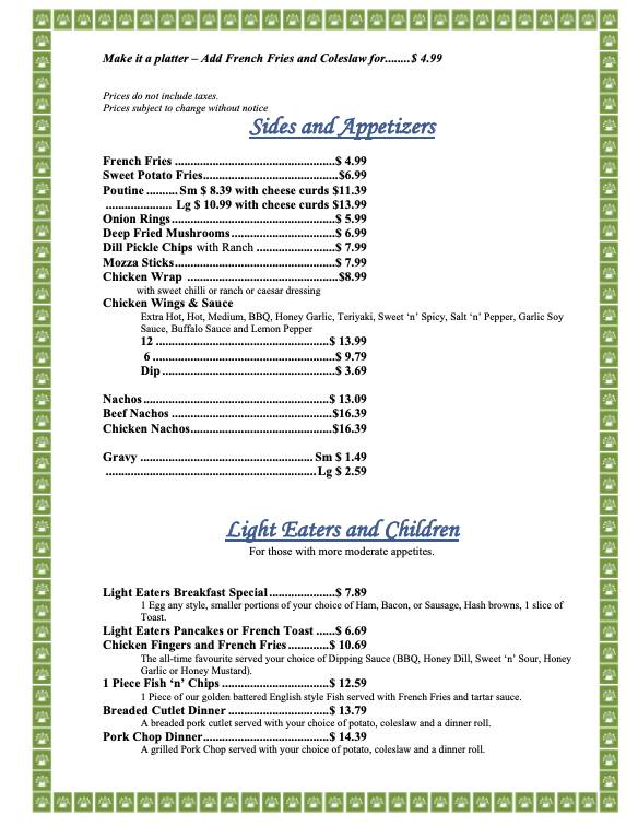 Shilo Inn restaurant меню
