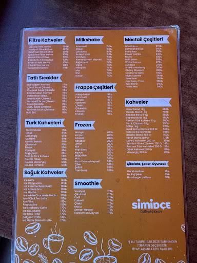 Simidçe меню