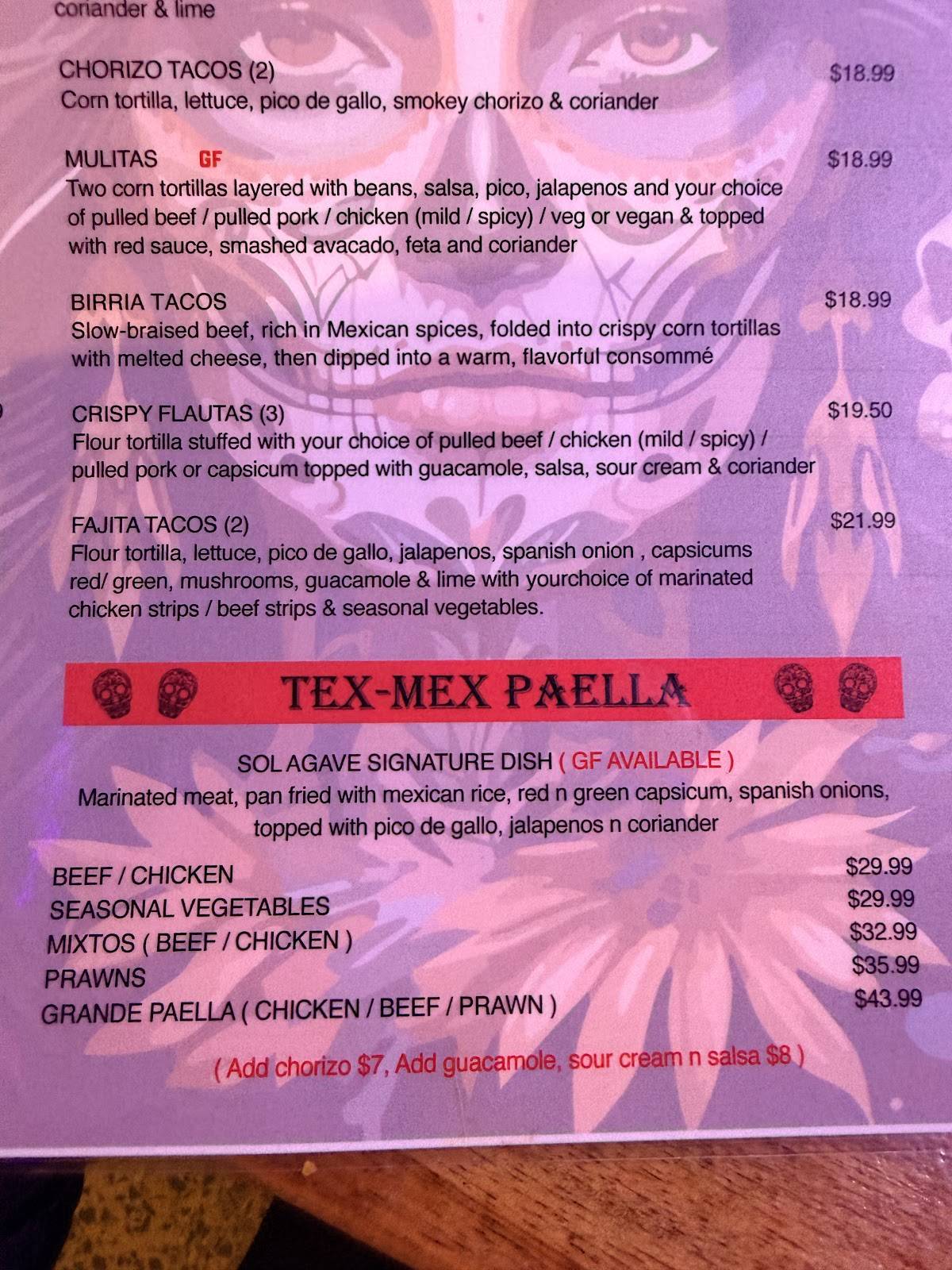 Sol Agave меню