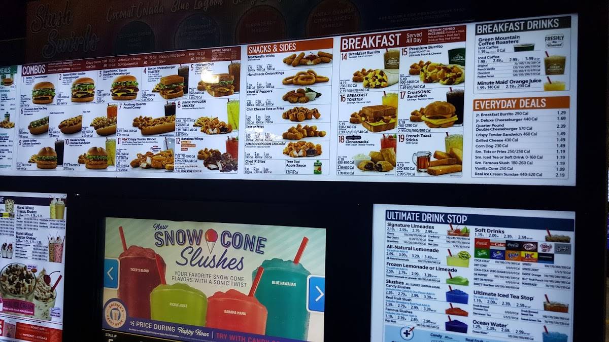 Sonic Drive-In меню