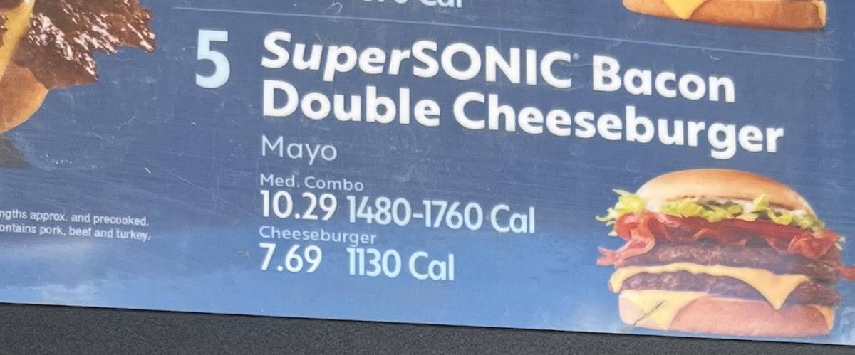 Sonic Drive-In меню