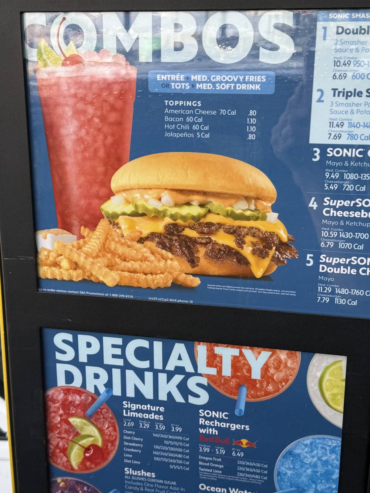 Sonic Drive-In меню