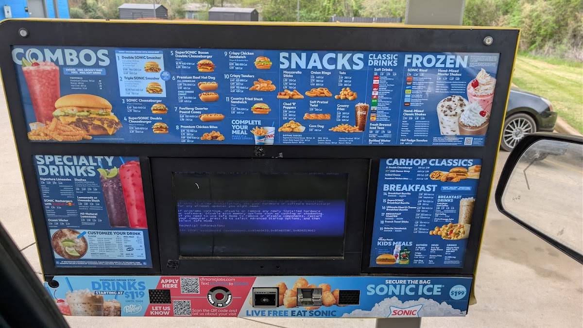 Sonic Drive-In меню
