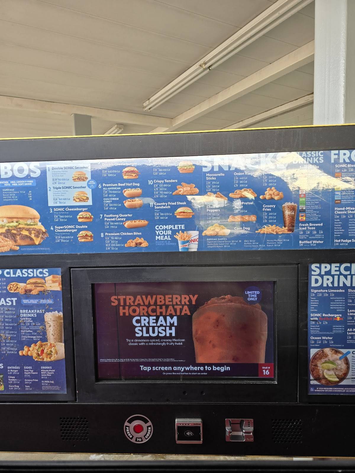 Sonic Drive-In меню