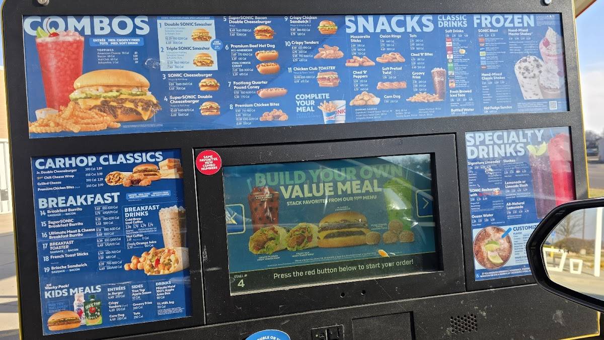 Sonic Drive-In меню