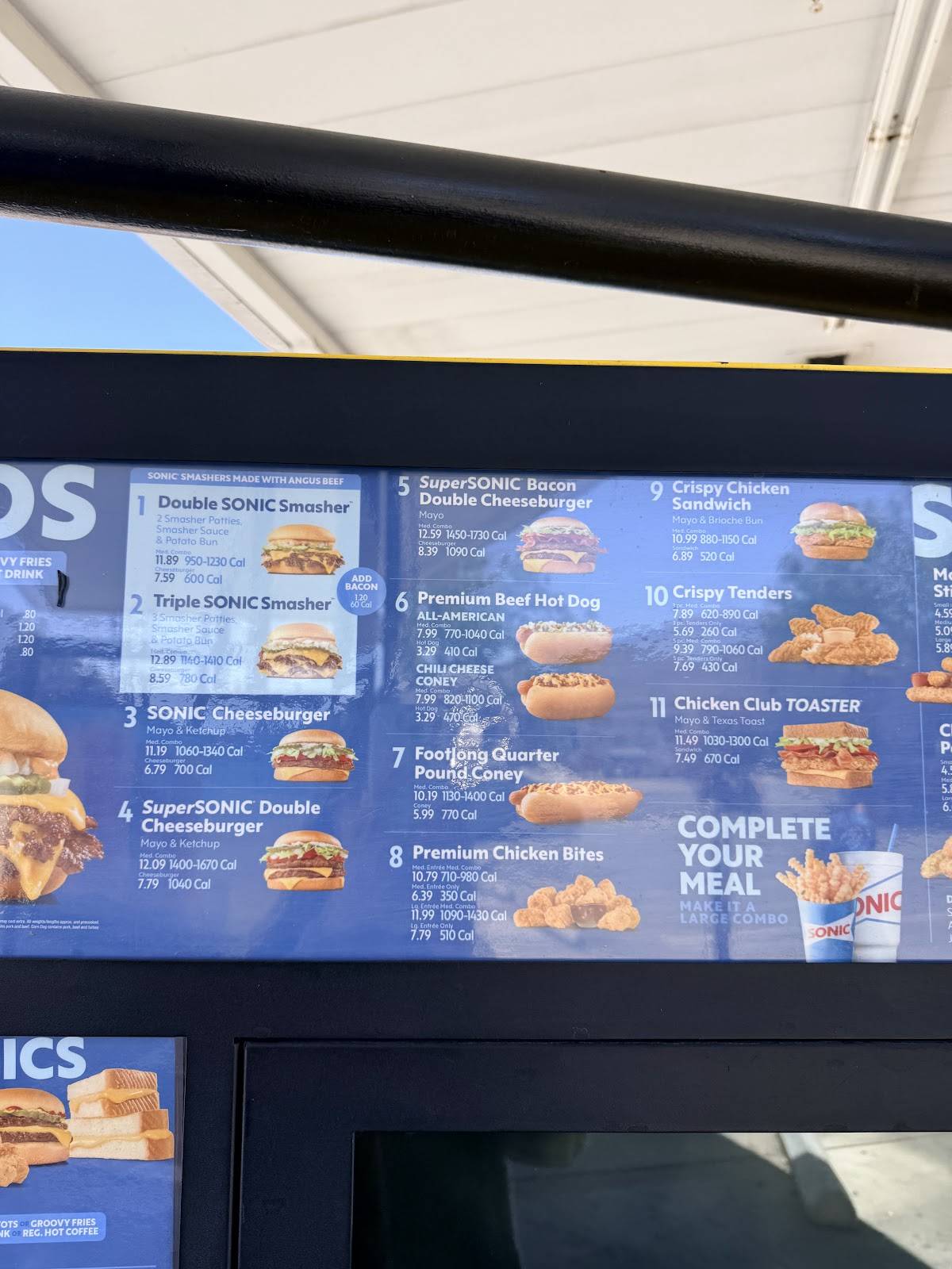 Sonic Drive-In меню