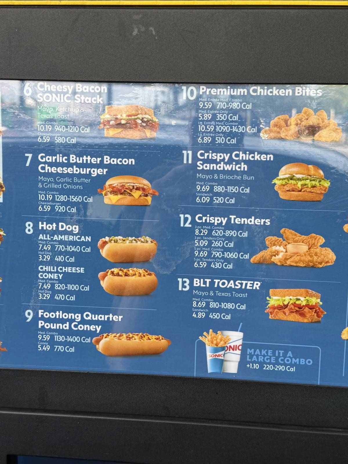 Sonic Drive-In меню