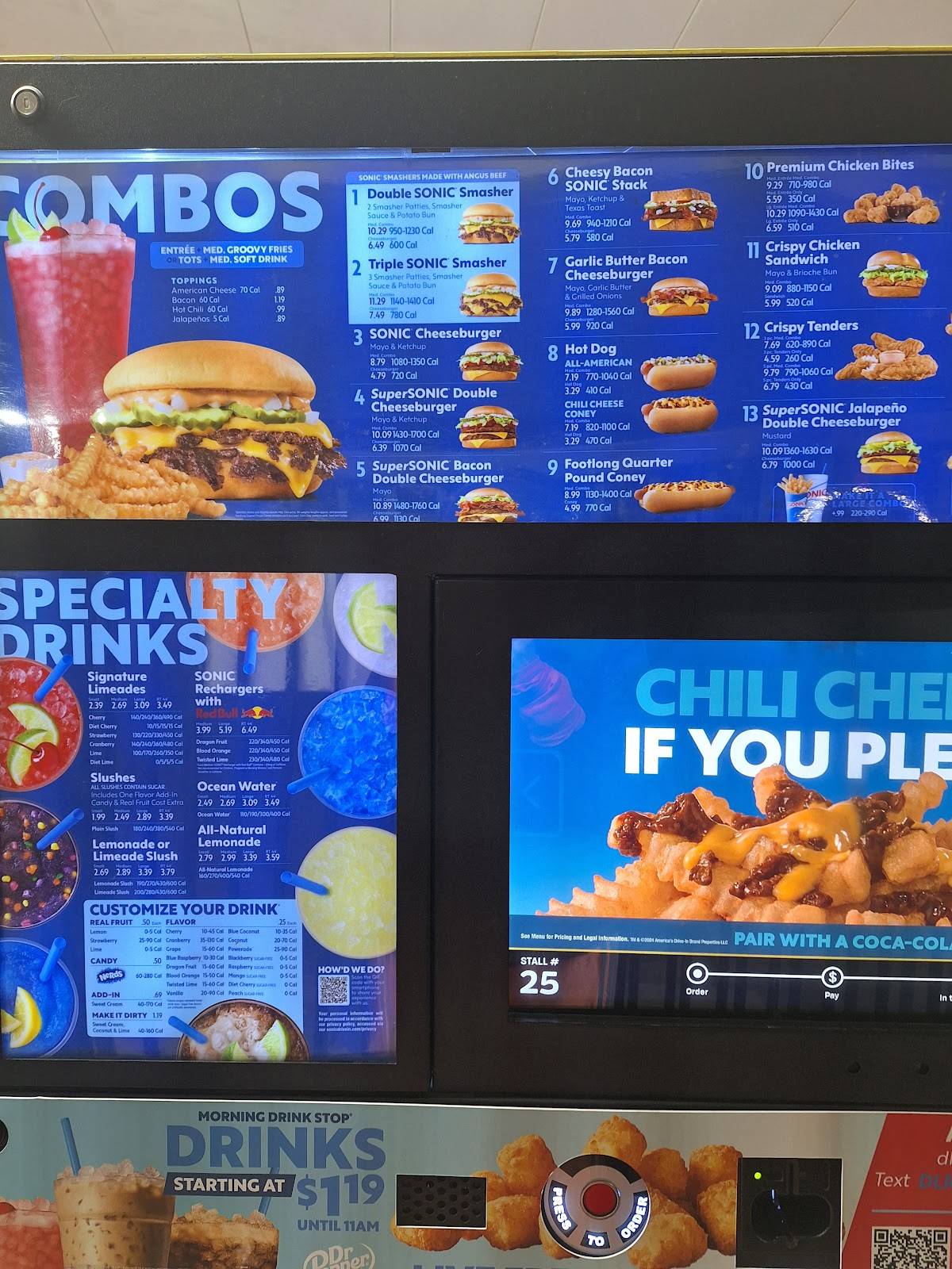 Sonic Drive-In меню