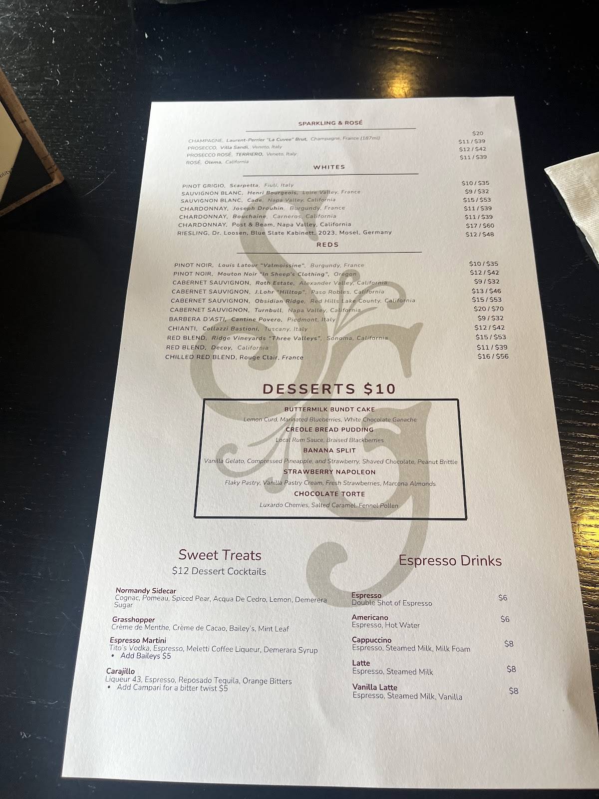 Southdowns Grille меню