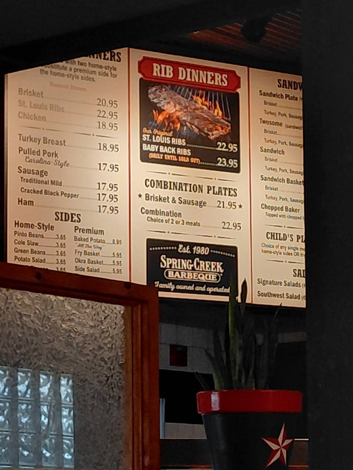 Spring Creek Barbeque меню