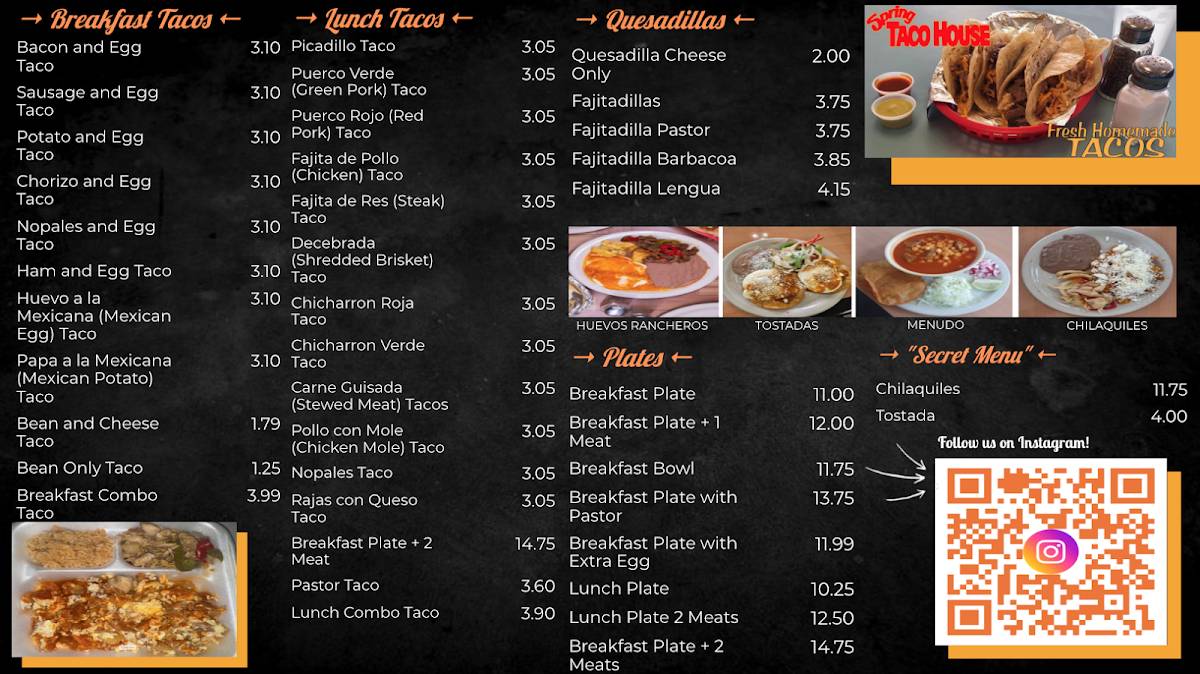 Spring Taco House меню