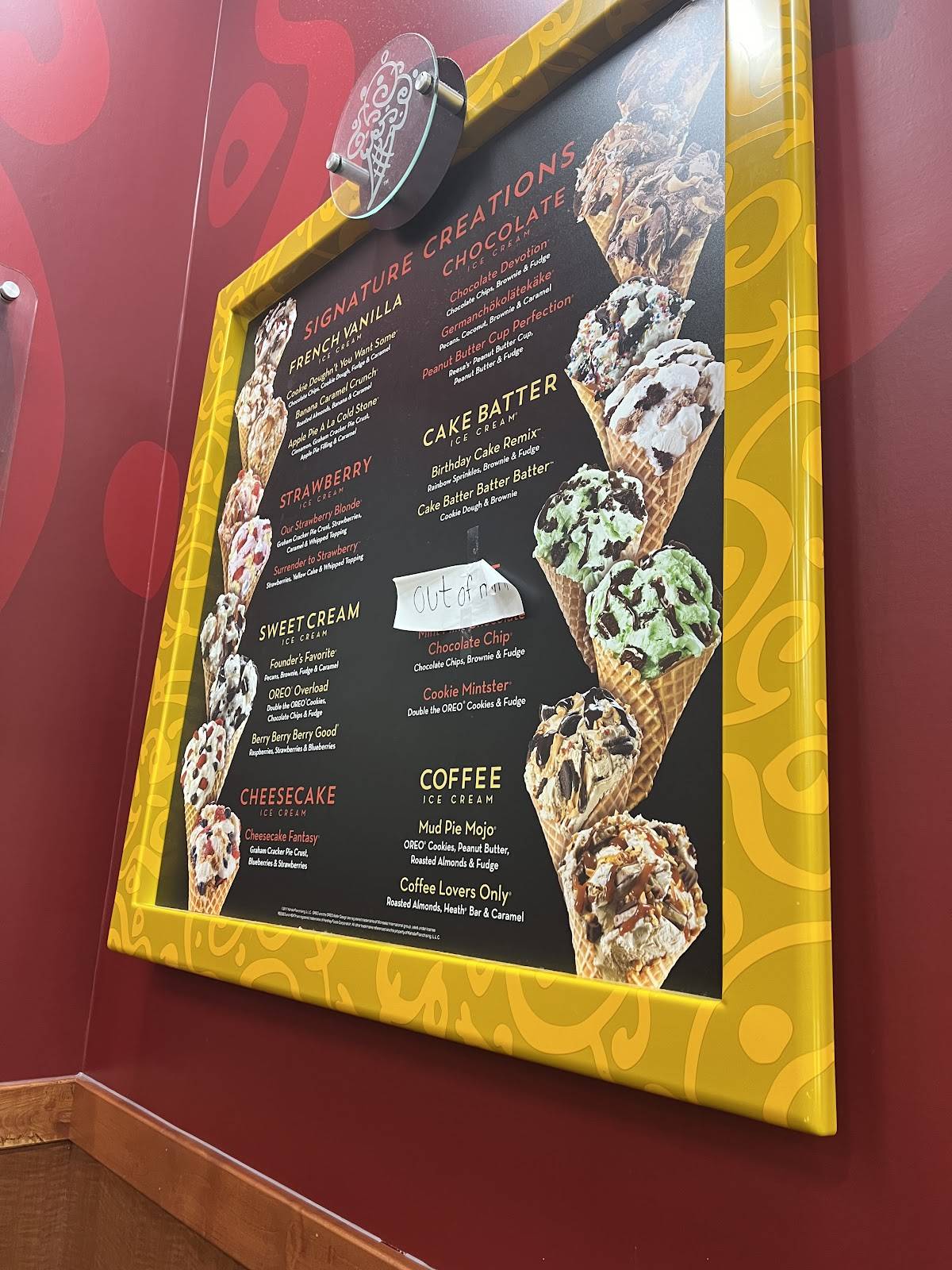Cold Stone Creamery меню