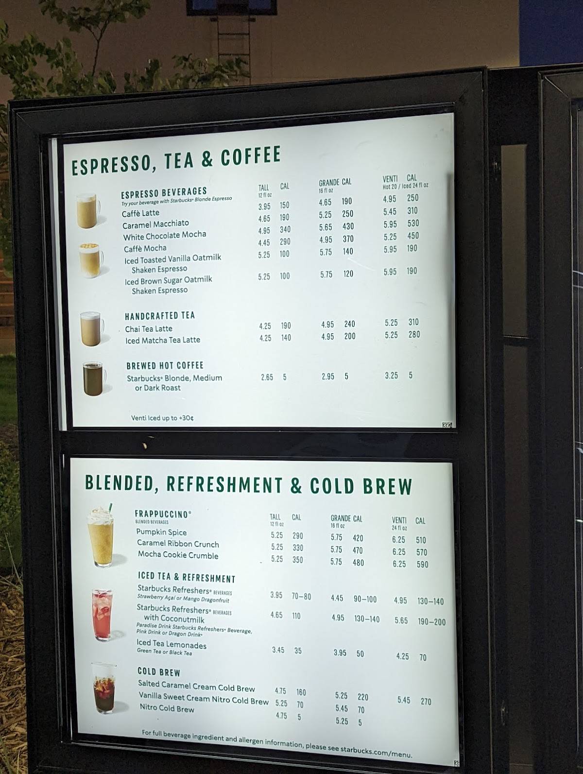 Starbucks Coffee Company меню
