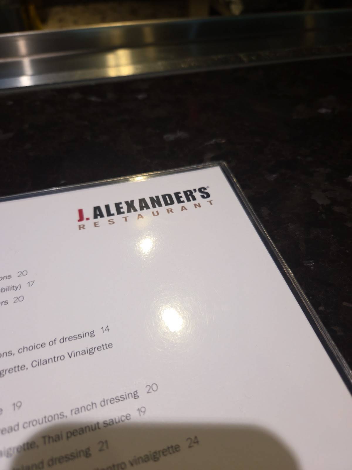 J. Alexander's Restaurant меню