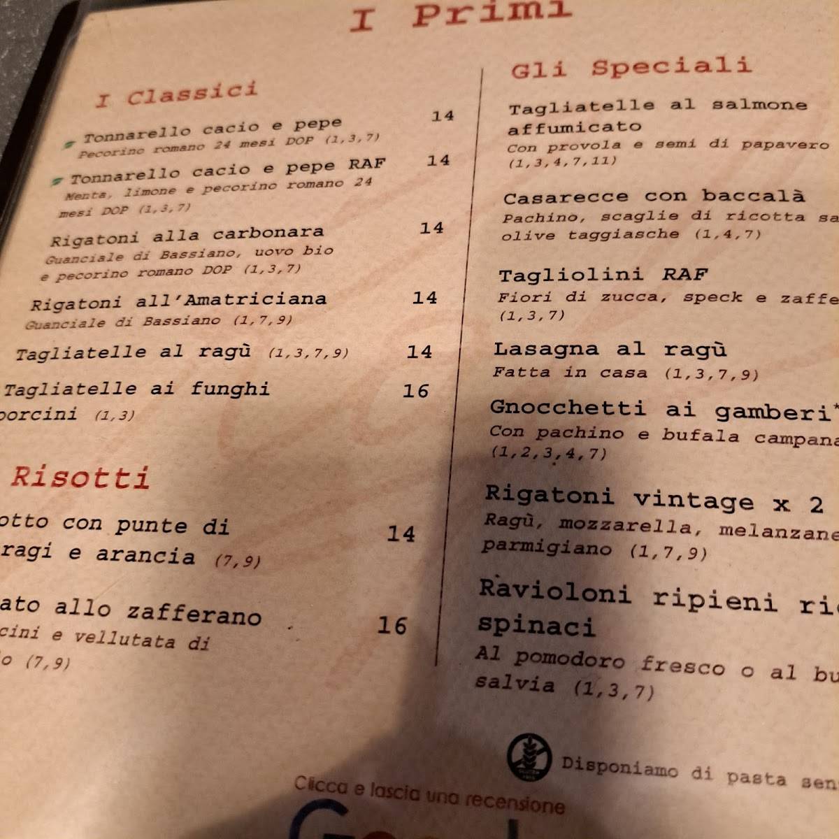 Raf Restaurant меню