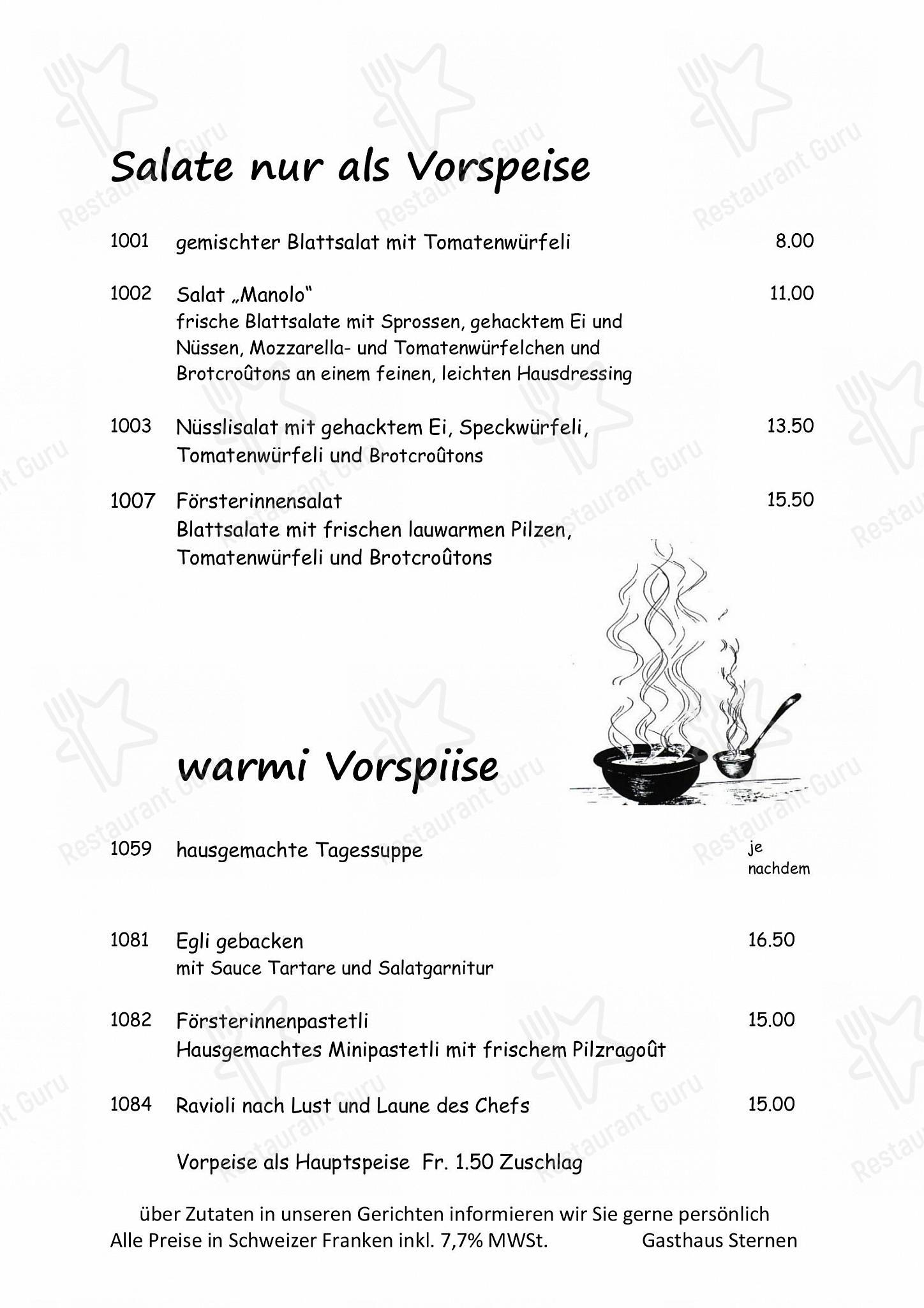 Меню ресторана Gasthaus Sternen - Крафт меню