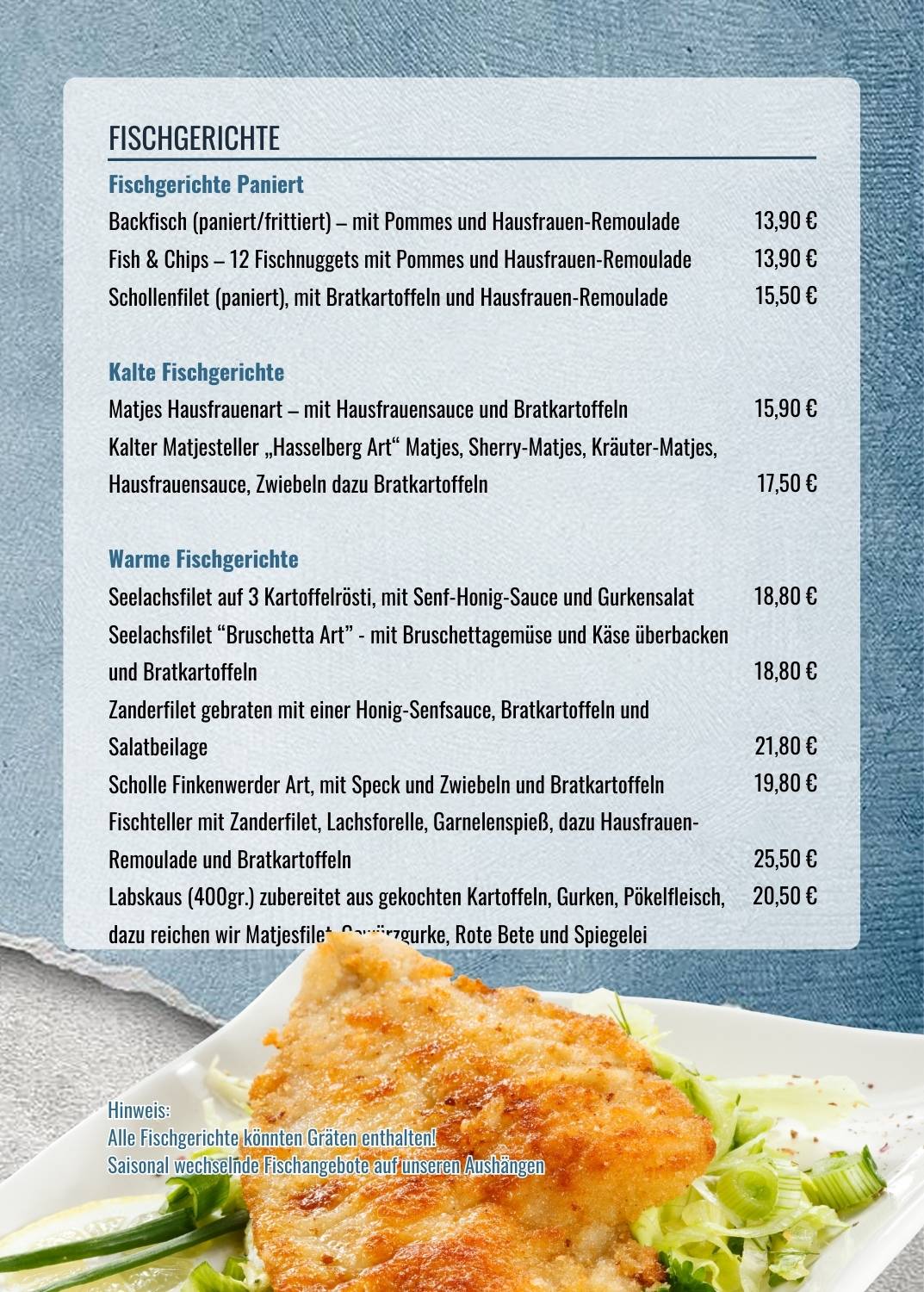 Strandrestaurant Hasselberg меню
