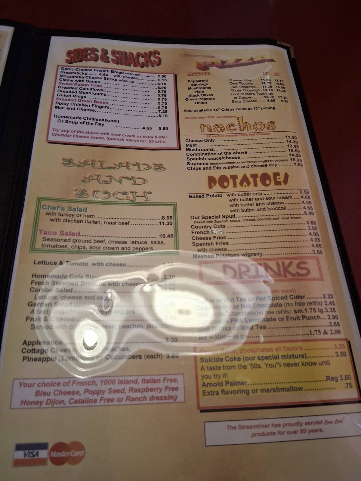 Streamliner Family Restaurant меню
