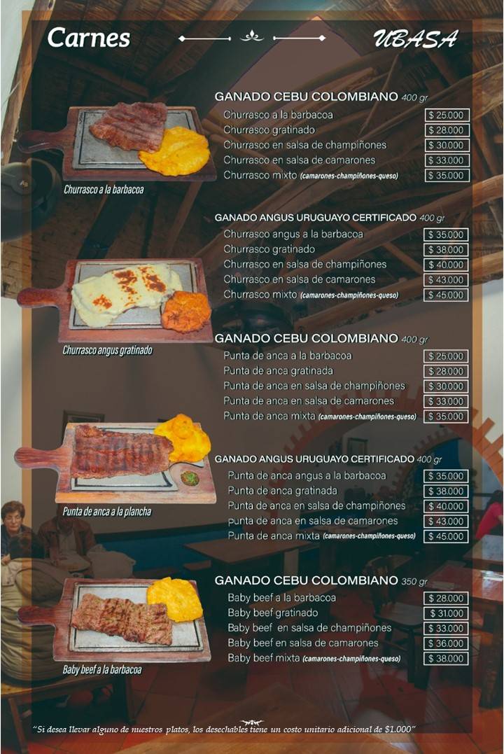 Ubasá Restaurante меню