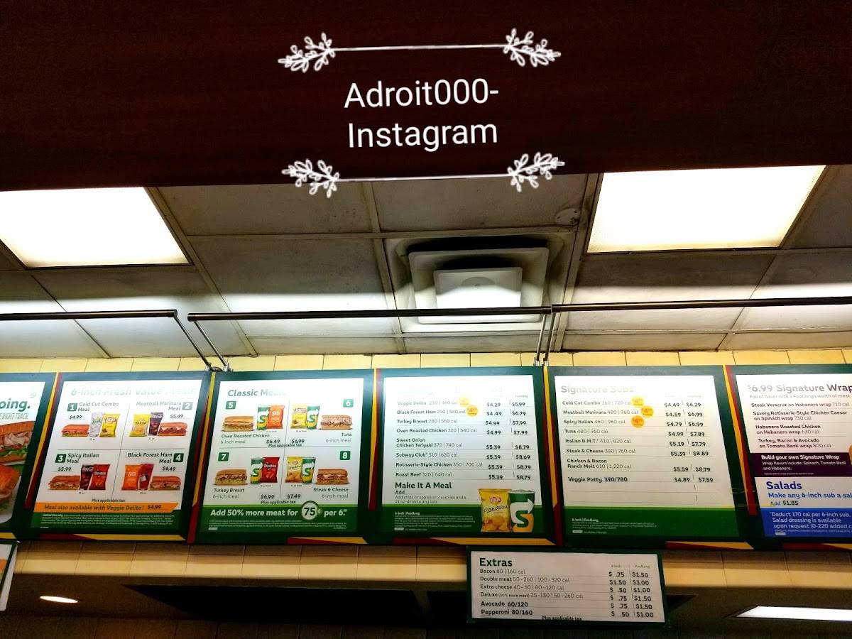 Subway меню