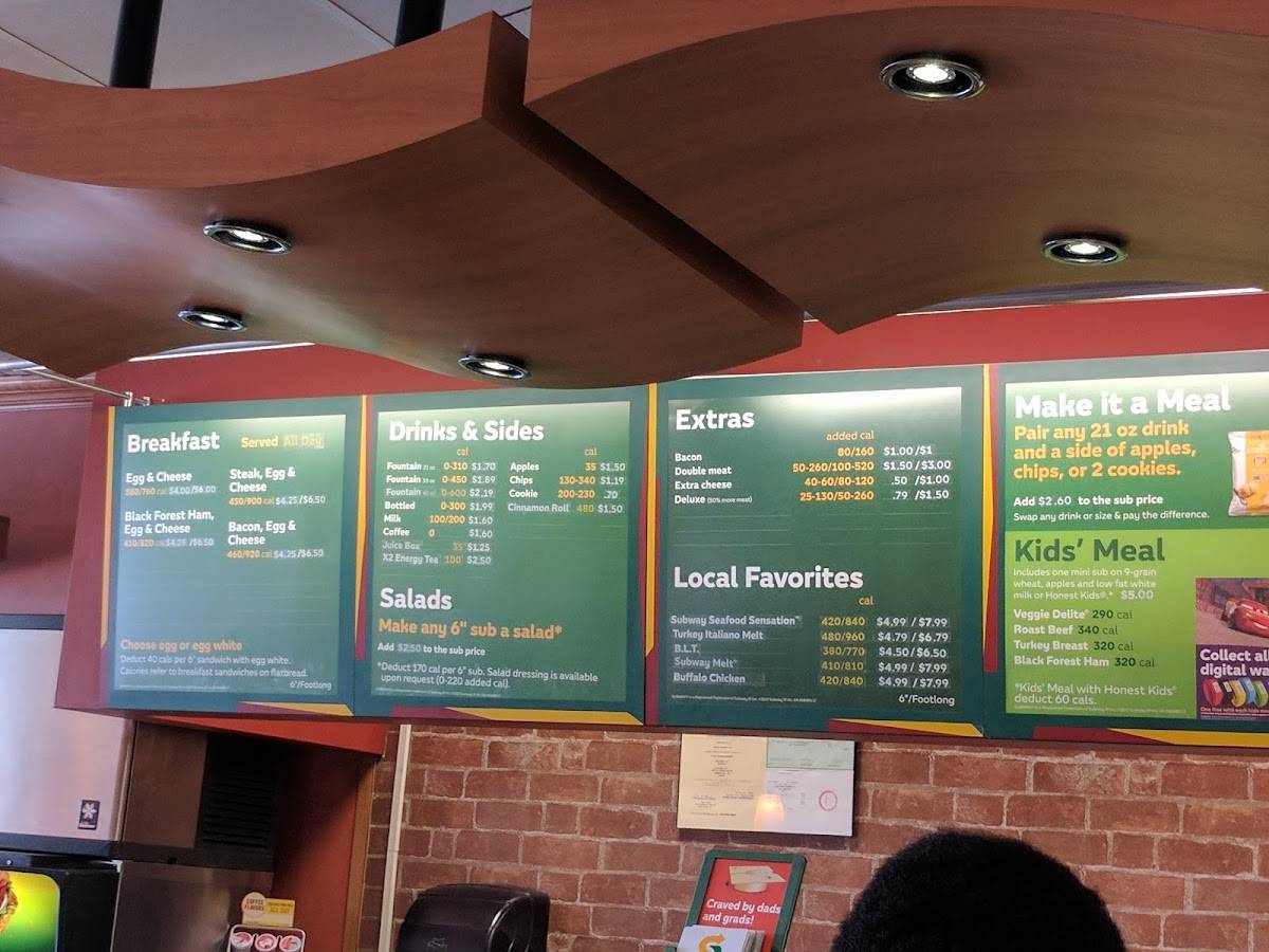 Subway меню