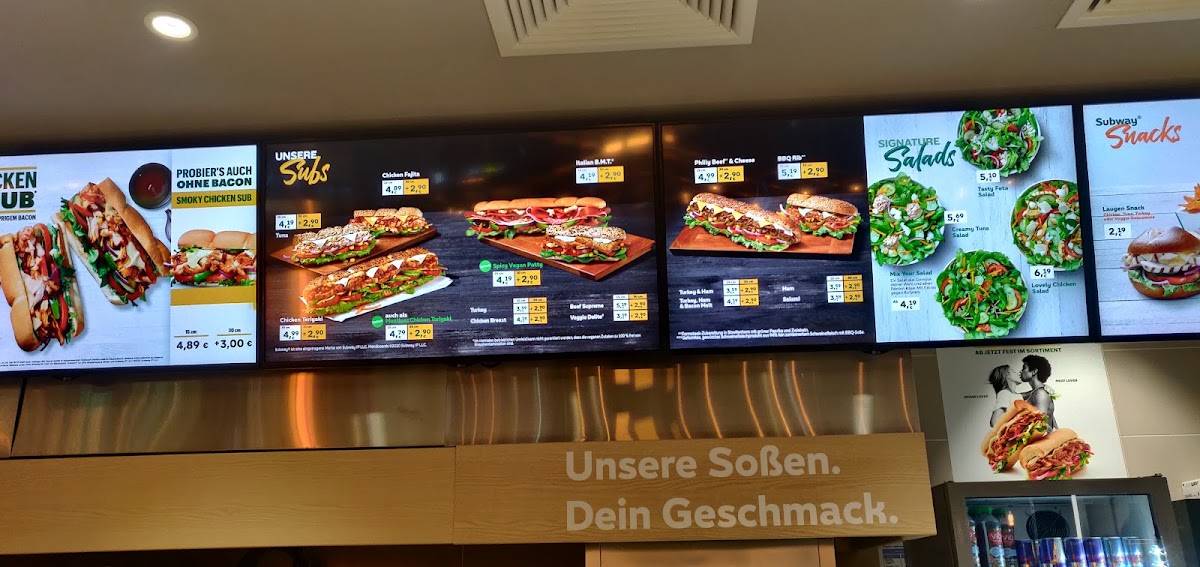 Subway меню