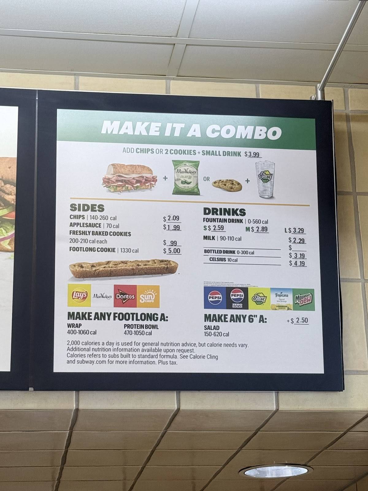 Subway меню