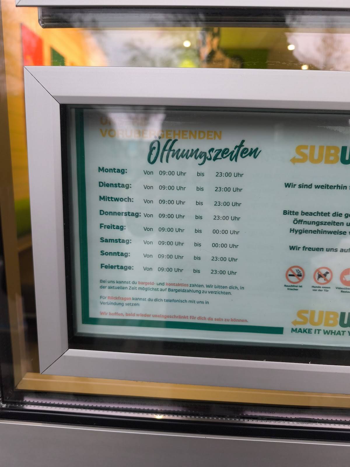 Subway меню
