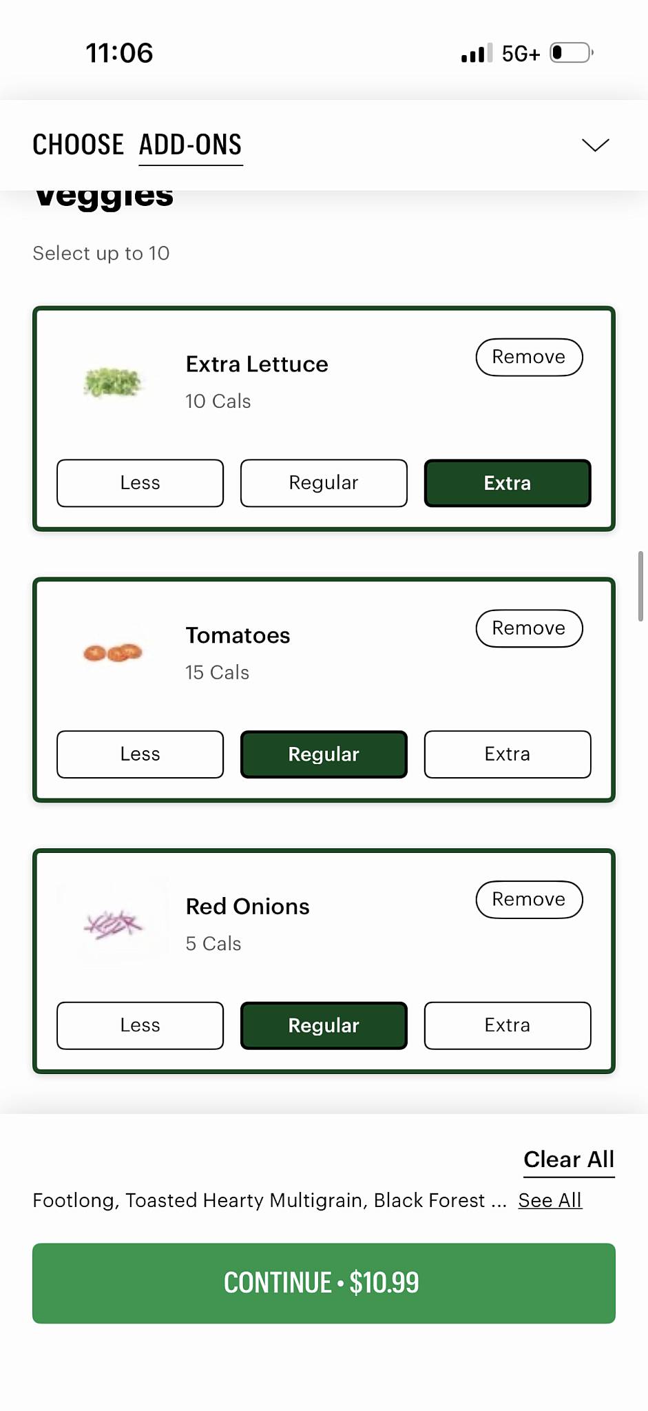 Subway меню
