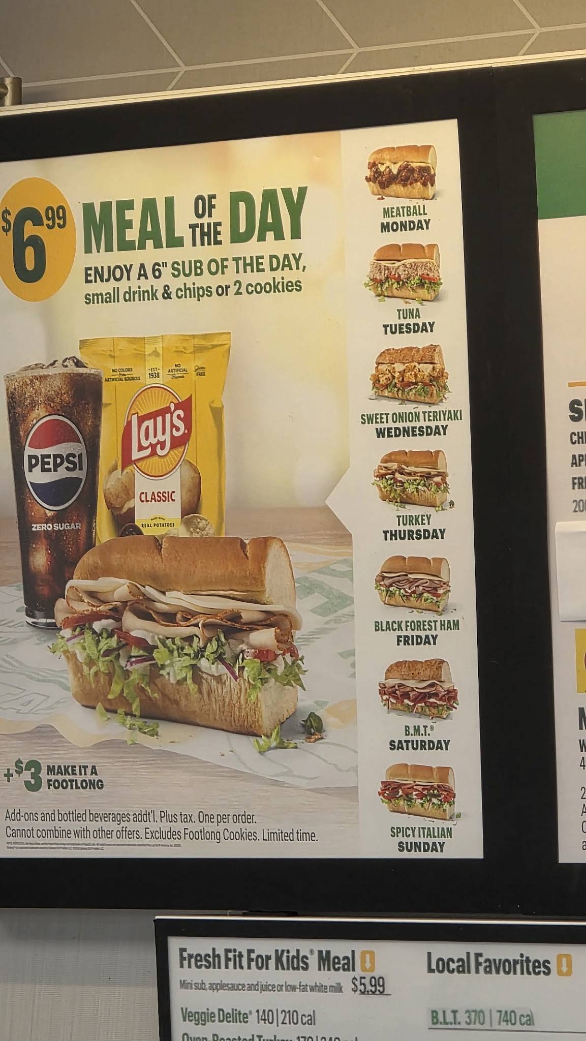 Subway меню
