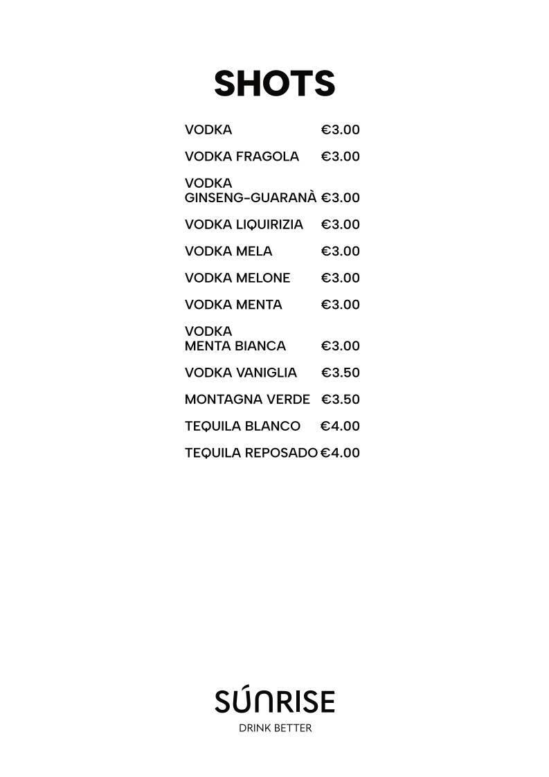Sunrise Drink Better меню
