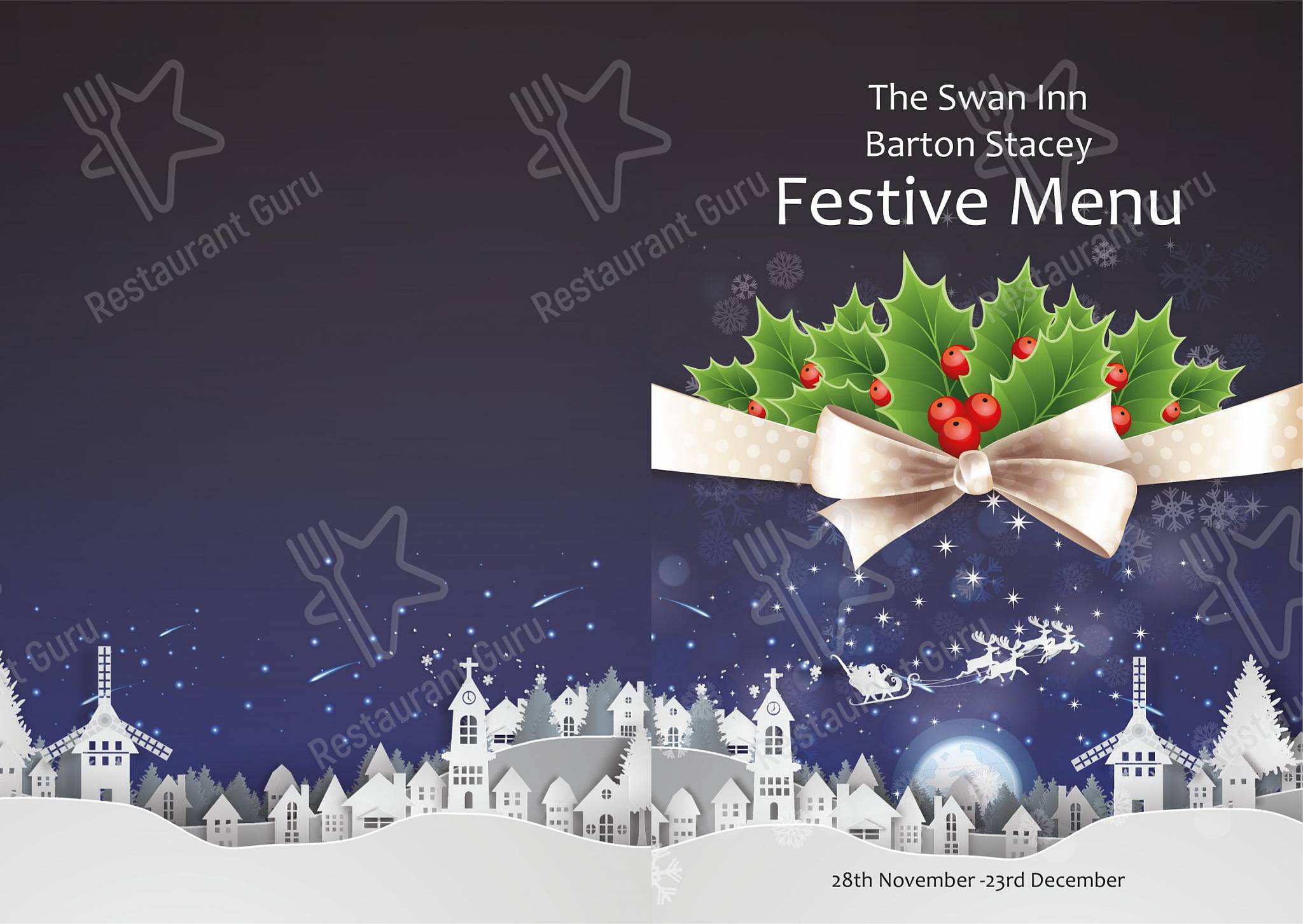 Меню паба и бара The Swan Inn - Main menu
