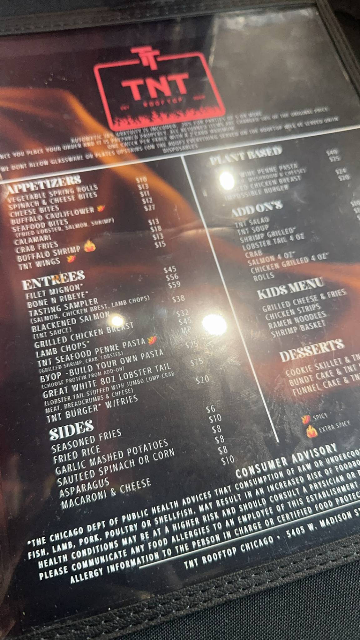TNT Rooftop Restaurant меню