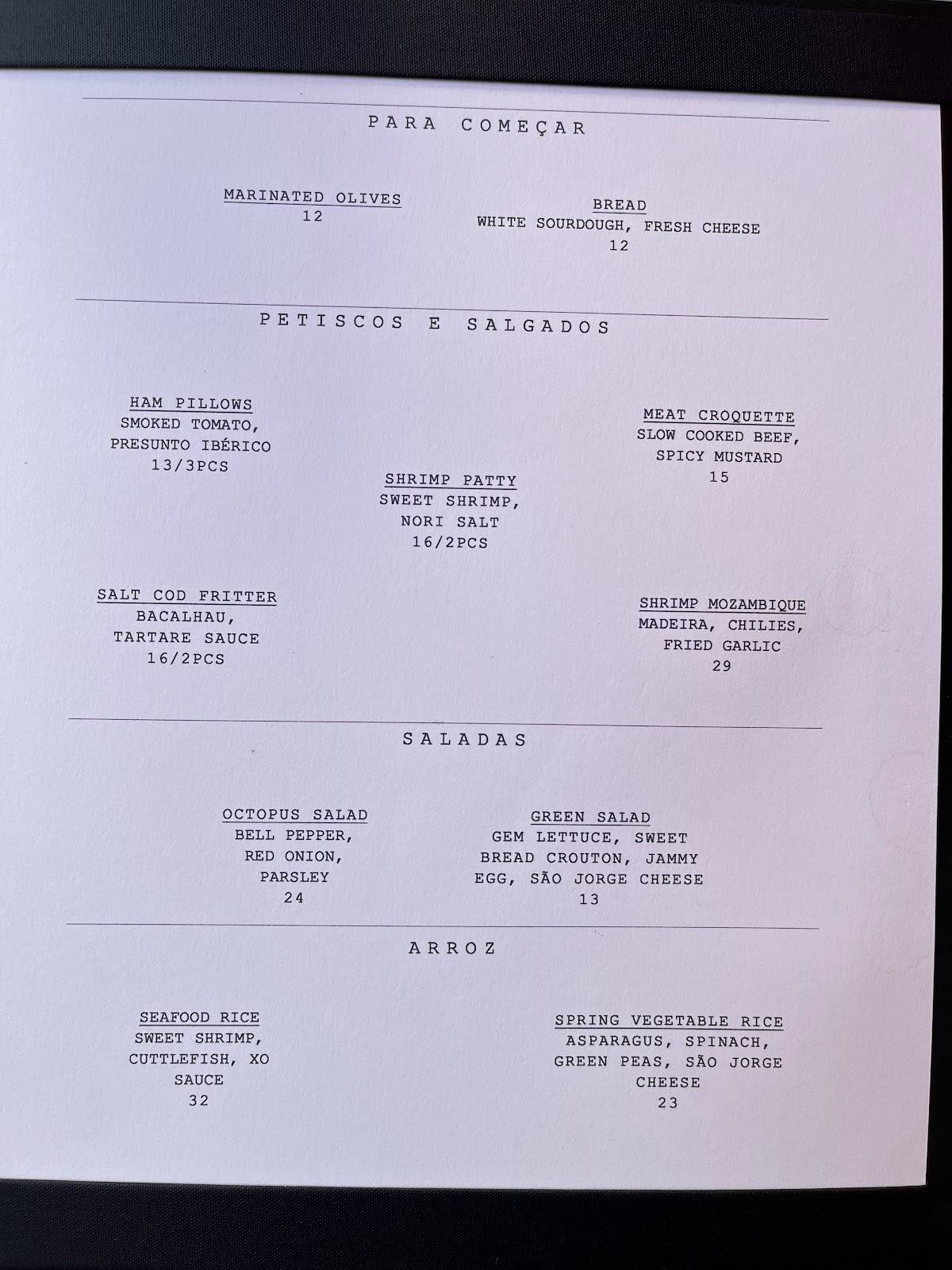 Taberna LX меню