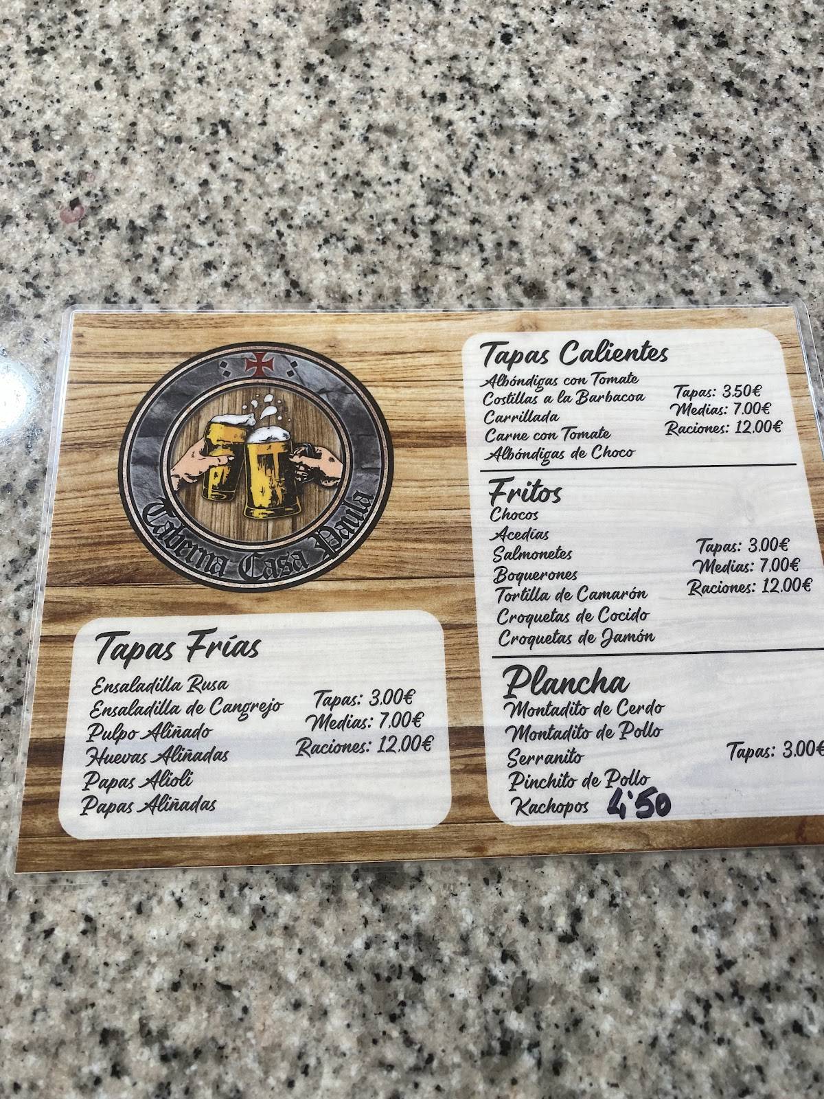 Taberna Mejoro меню