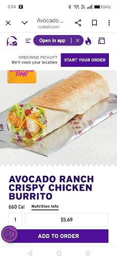 Taco Bell Cantina меню