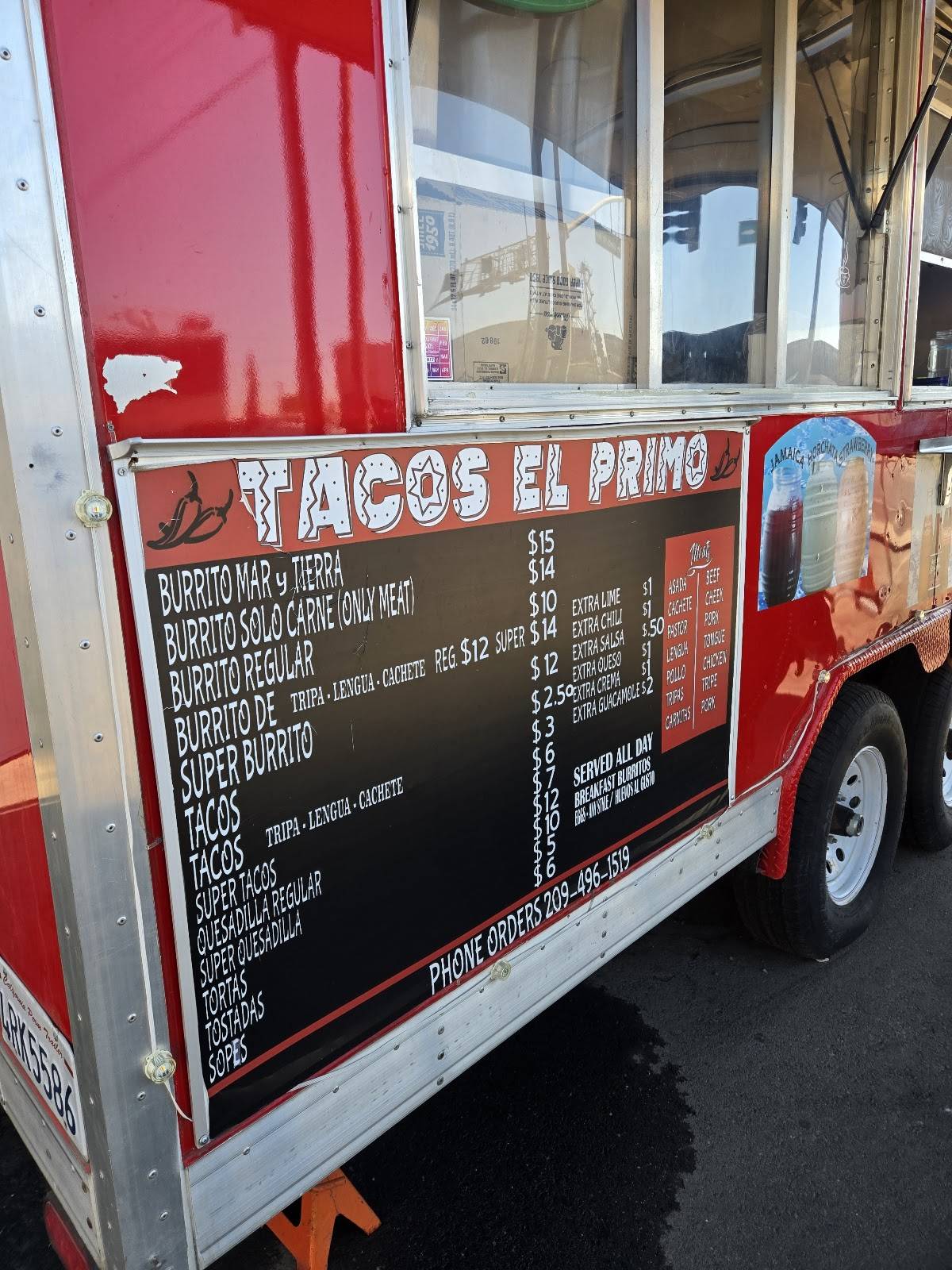 Tacos El Primo меню