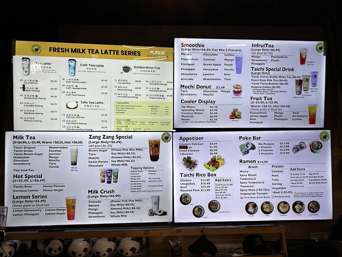 Taichi Bubble Tea, Ramen and Poke Bowl - East Ave меню
