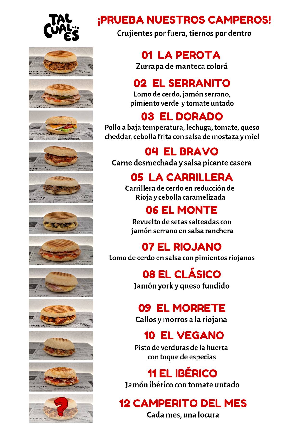 Tal Cual Es меню