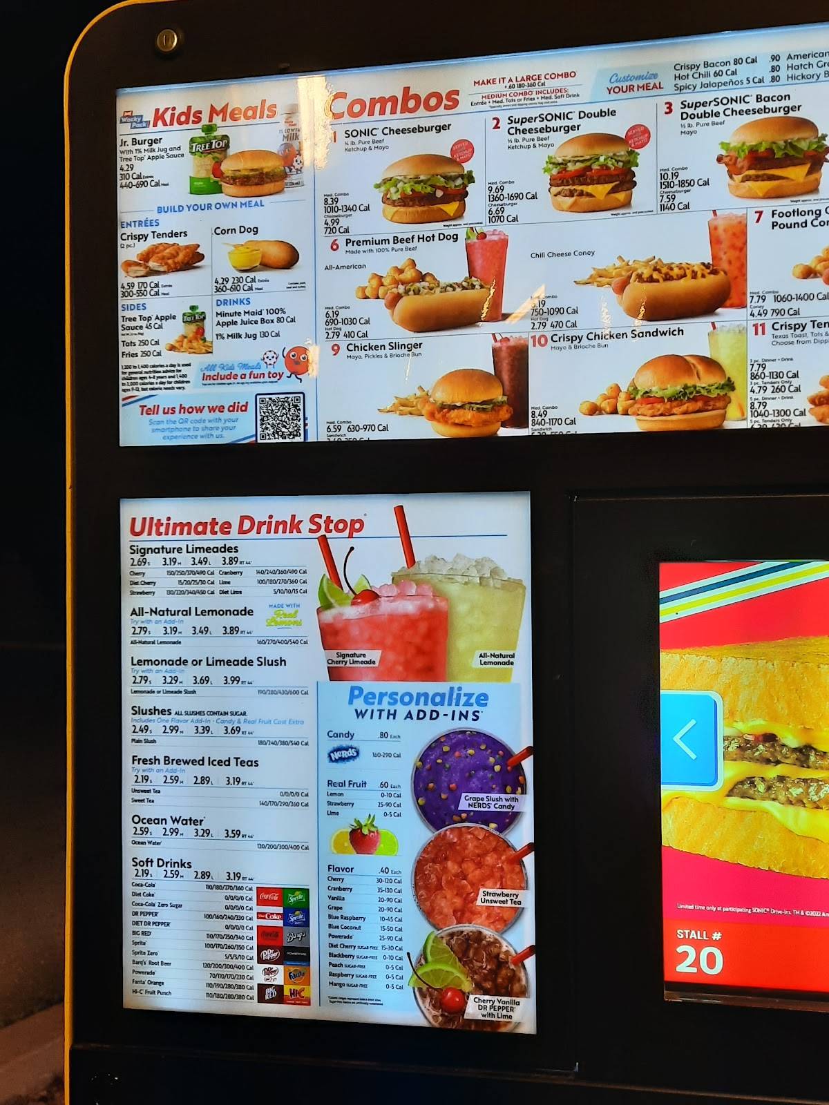 Sonic Drive-In меню