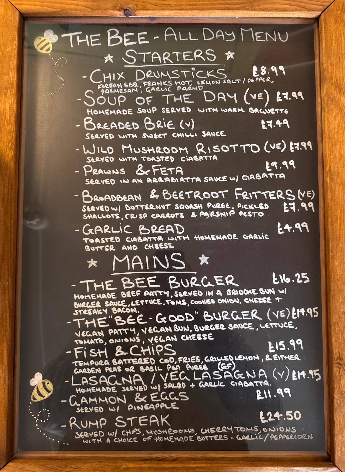 The Bee Pub, Windlesham меню