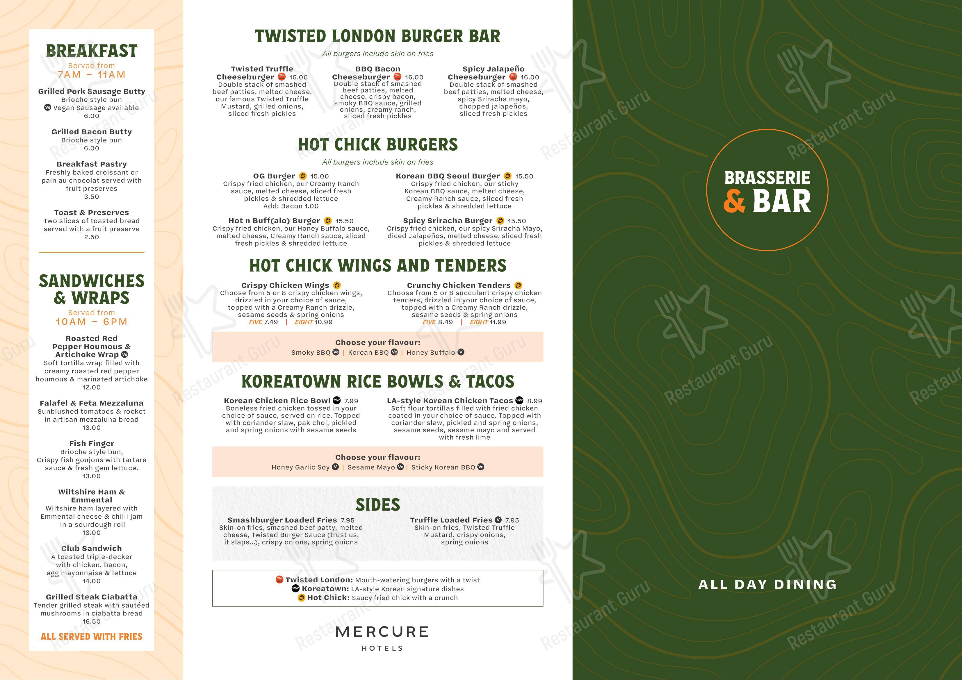 菜单 ресторана The Brasserie в Инвернессе