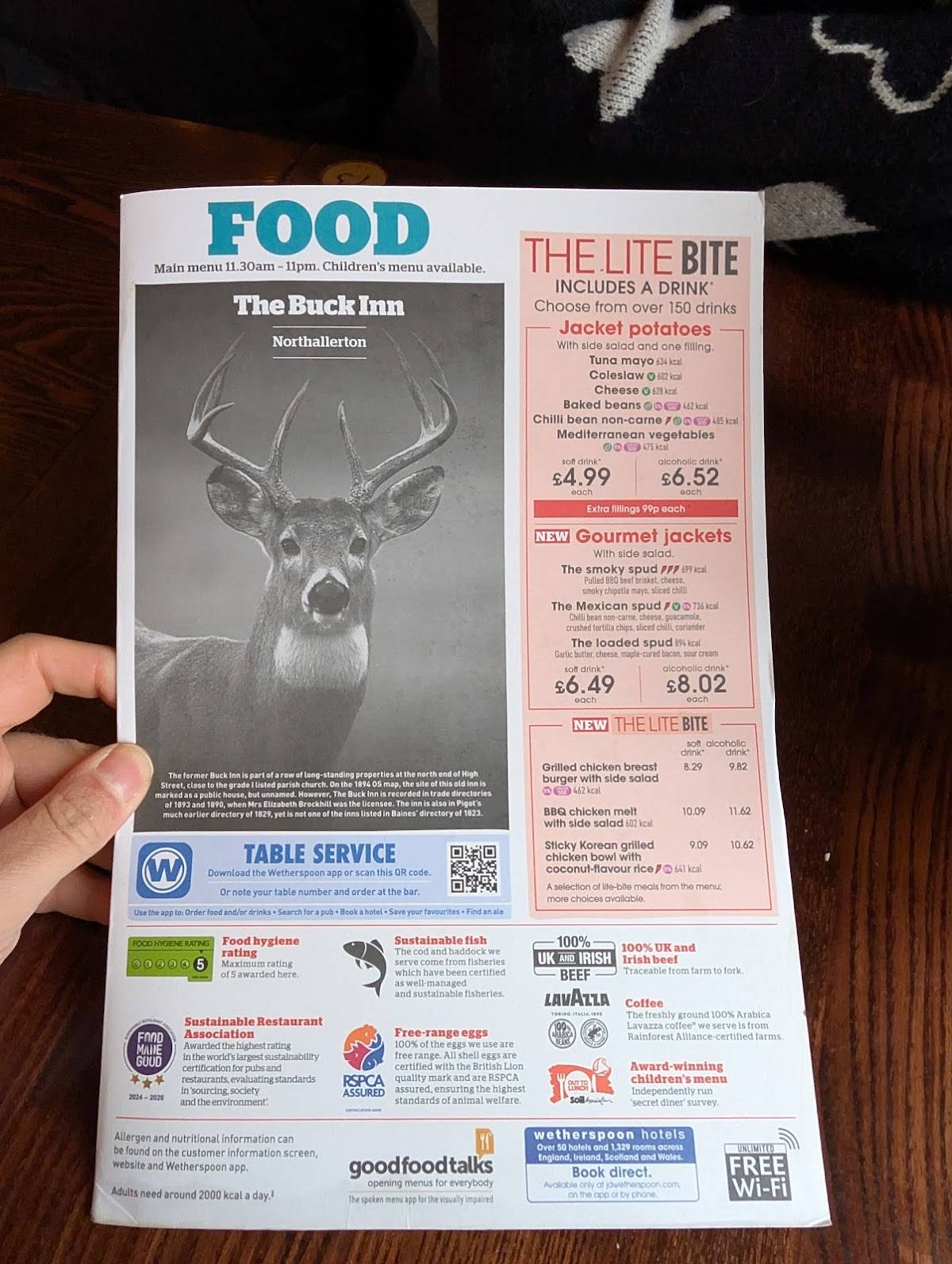 The Buck Inn меню