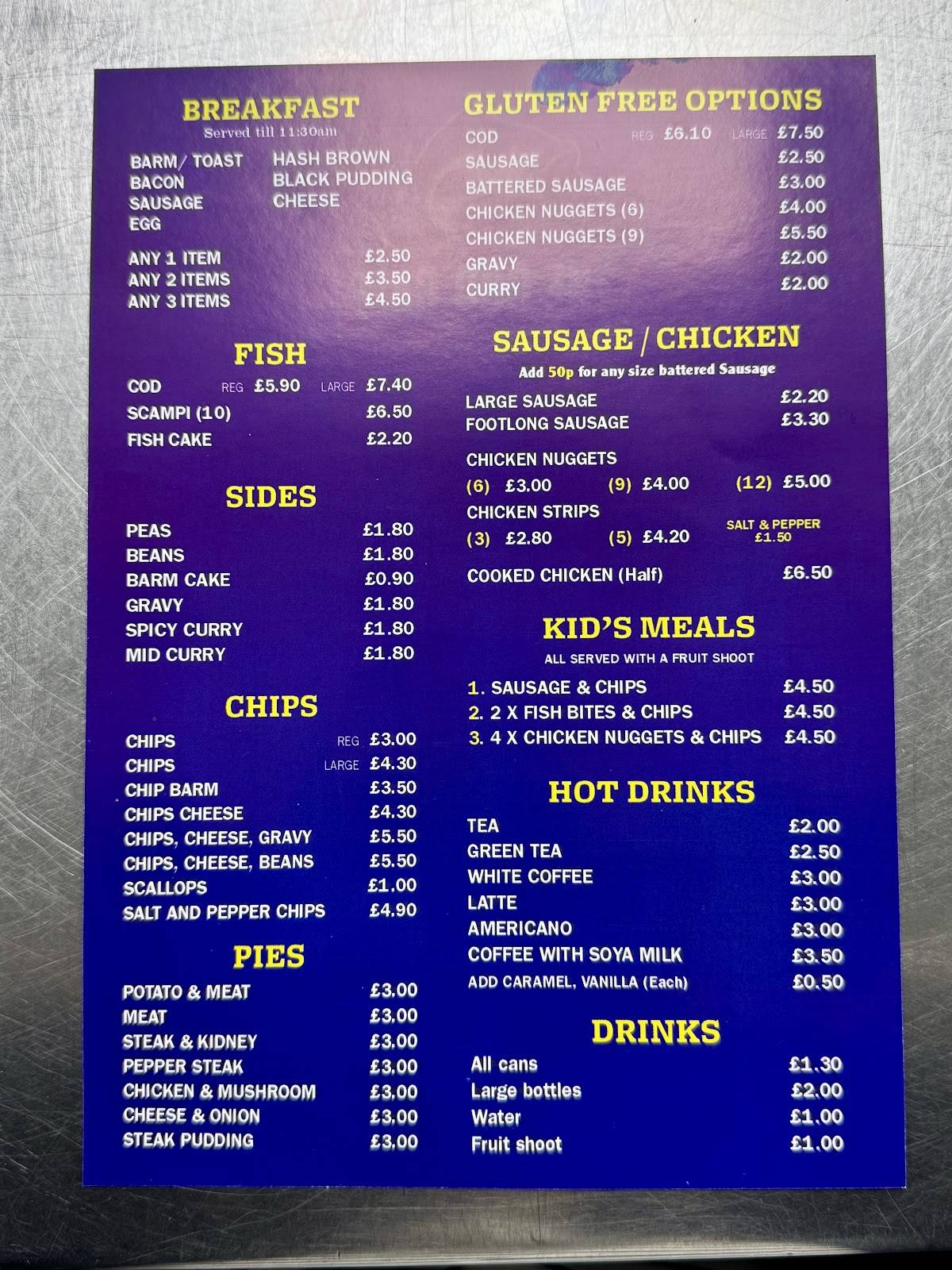 The Cod Cafe меню