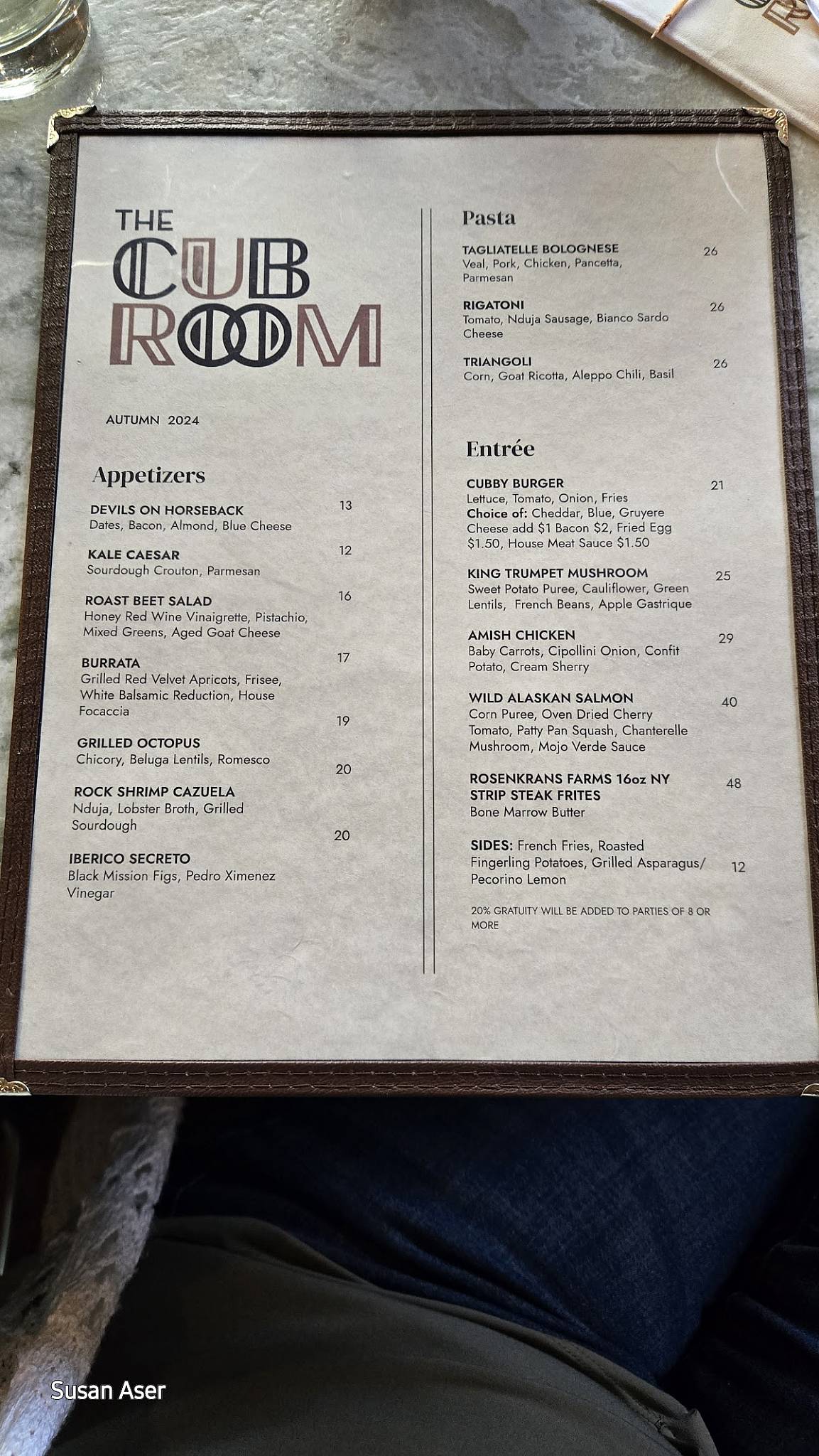 The Cub Room меню